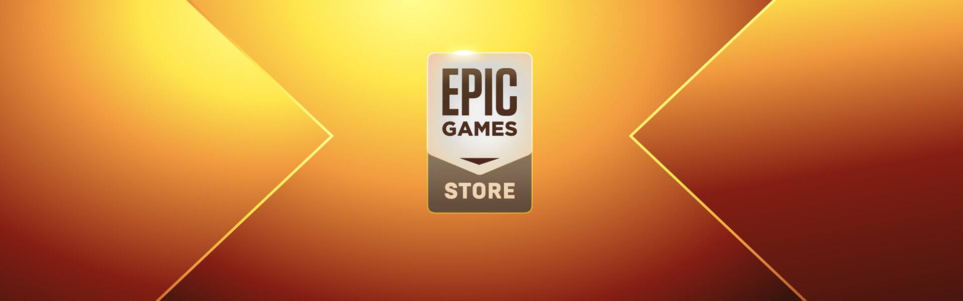 Epic Games Store logo against a deep orange and yellow gradient