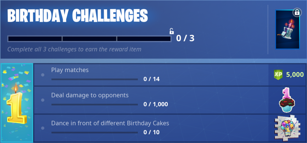 Were Are The Birthday Challenges In Fortnite Primer Cumpleanos De Fortnite