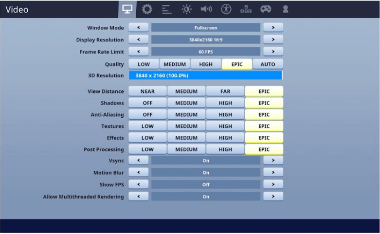 best setting for mac fortnite