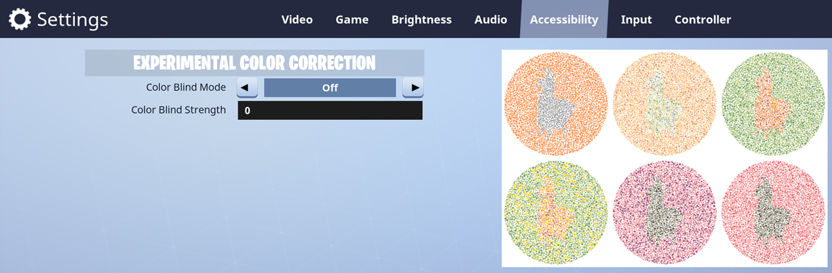 colorblindoption png - fortnite how to equip airstrike