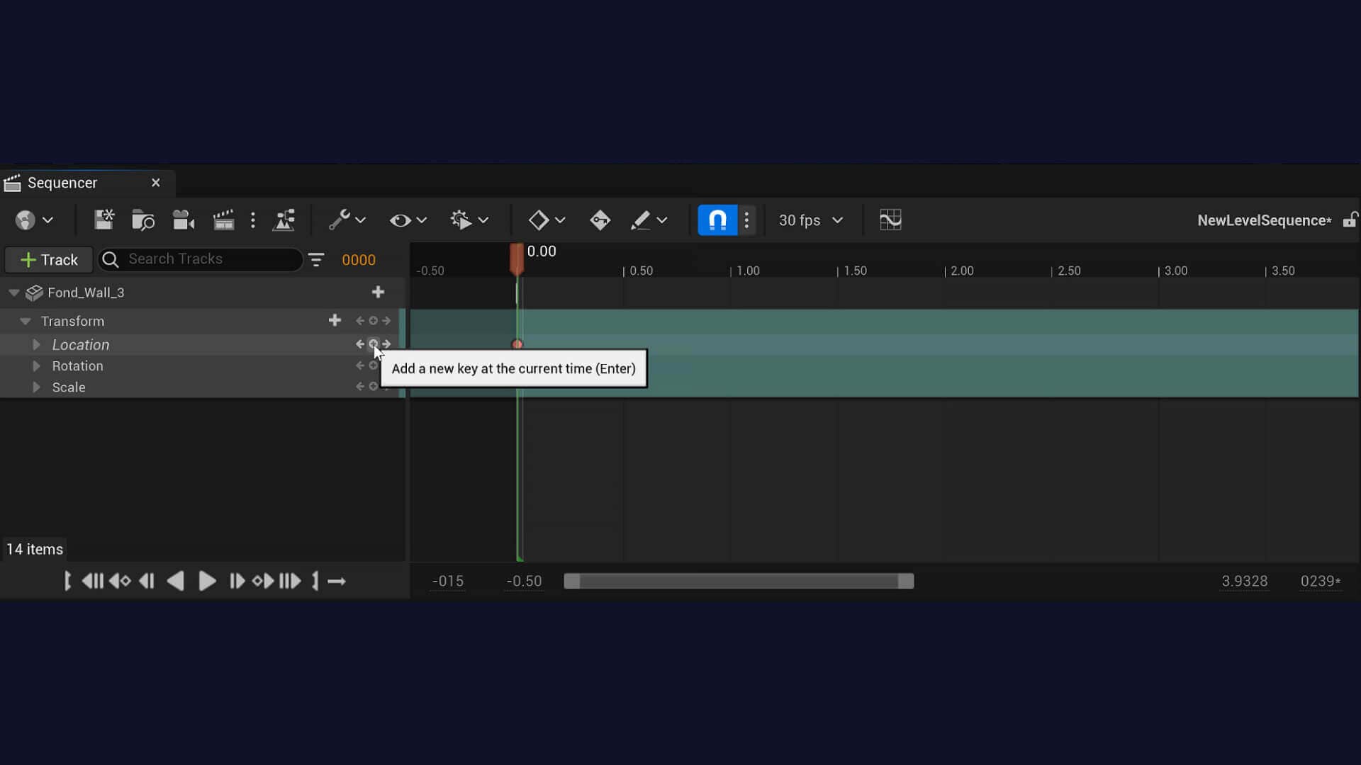 Add keyframe in Unreal Engine Sequencer