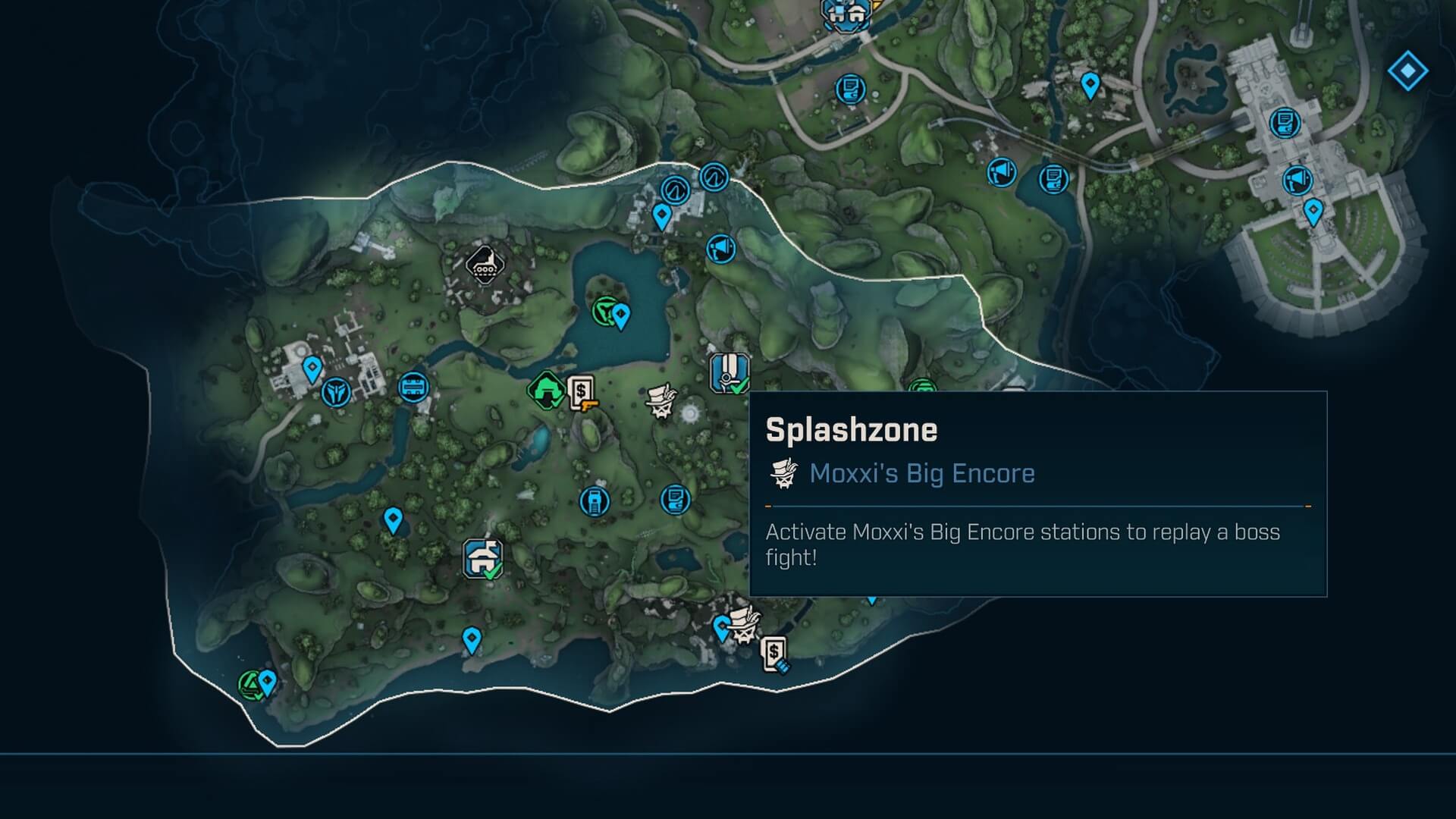 Carte de farm de butin de Splashzone dans Borderlands 4