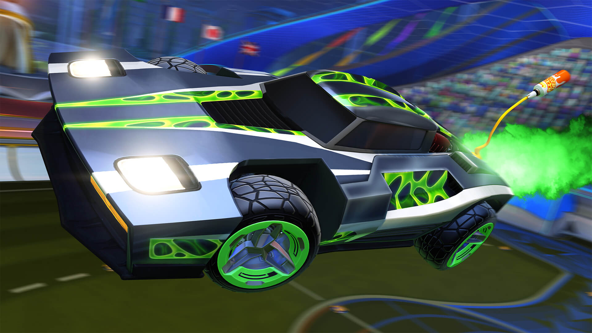 Official Rocket League car in a fast side challenge for testing Ball Cam transition and camera distance