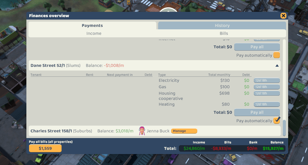 Finances Panel