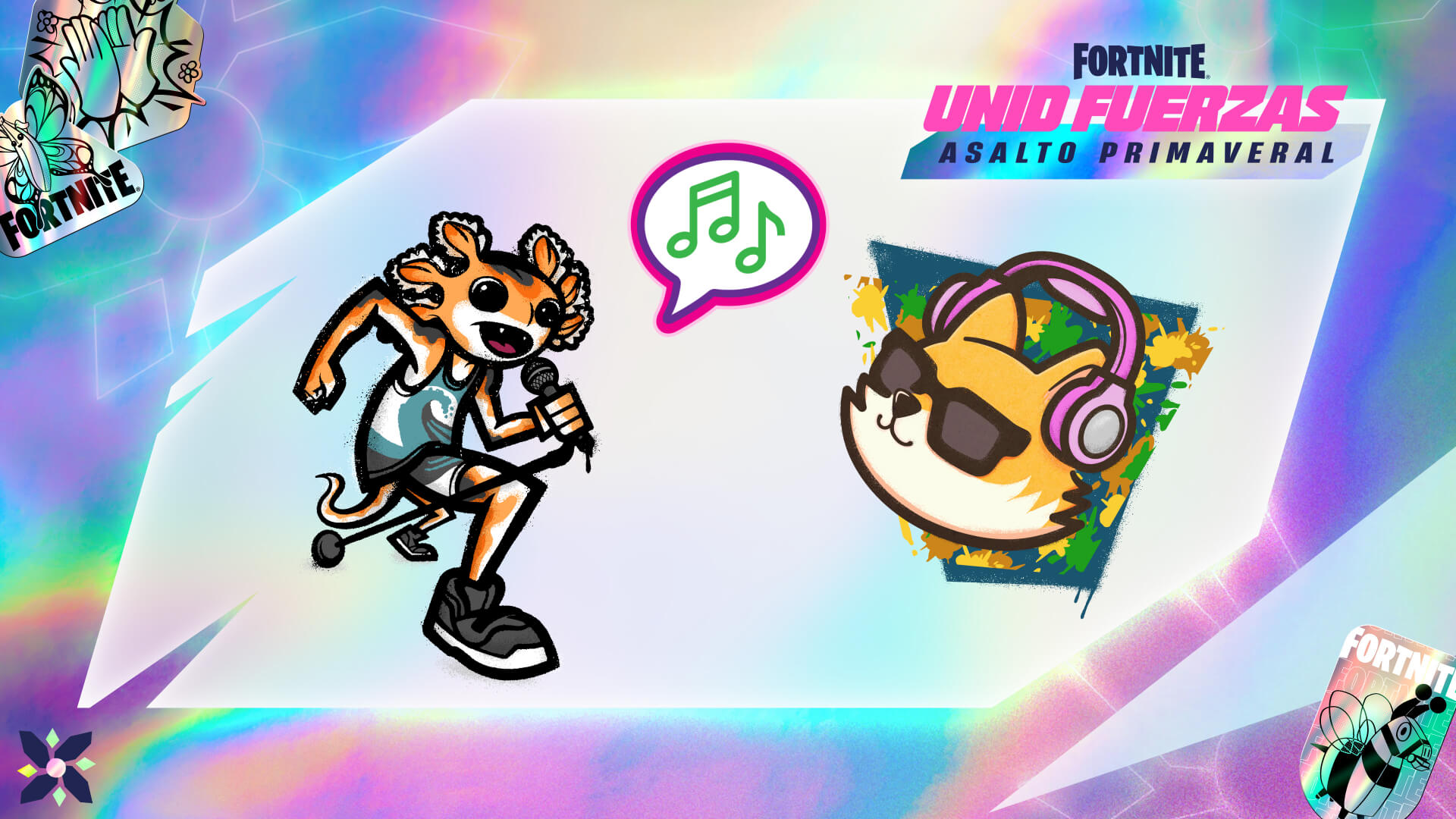 Fortnite Axo’s Big Moment Spray, Song Bubble Emoticon, and Party Beats Spray