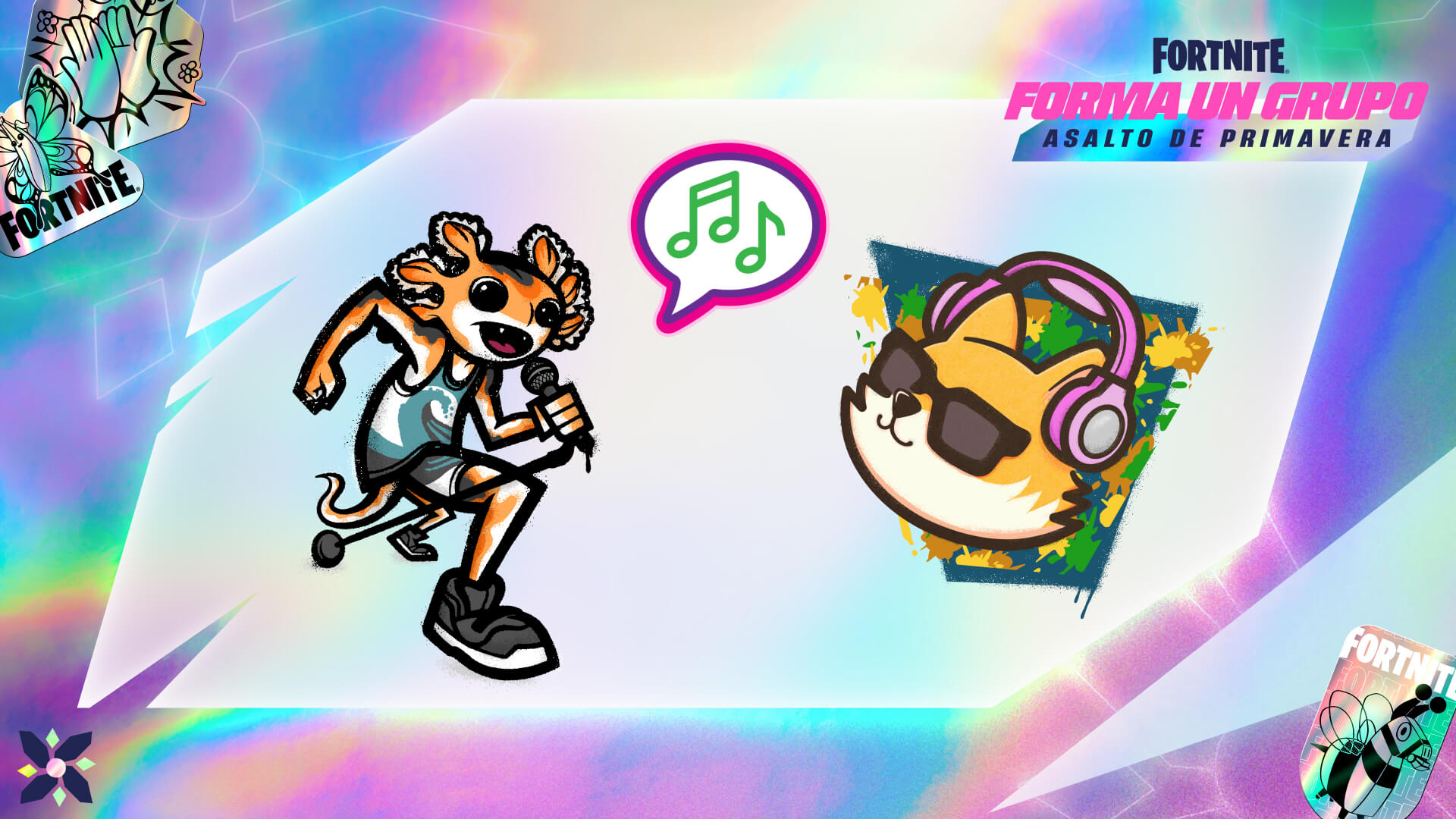 Fortnite Axo’s Big Moment Spray, Song Bubble Emoticon, and Party Beats Spray