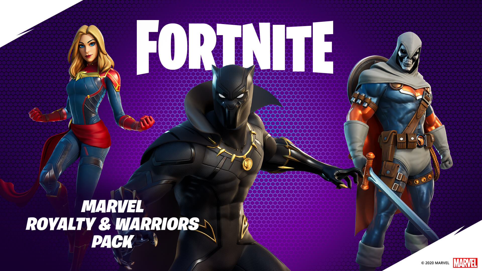 Black Panther Captain Marvel And Taskmaster Join Fortnite In The Marvel Royalty And Warriors Pack