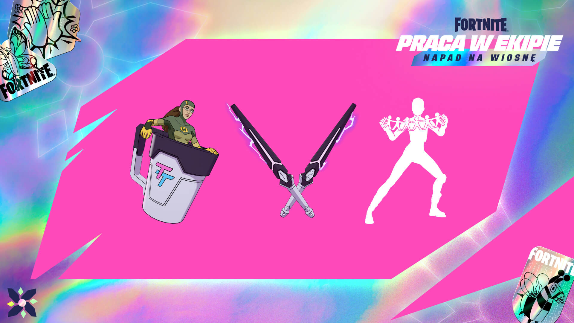 Fortnite Shrinking Rae Back Bling, Duplicating Batons Pickaxe, and Duplikates Emote