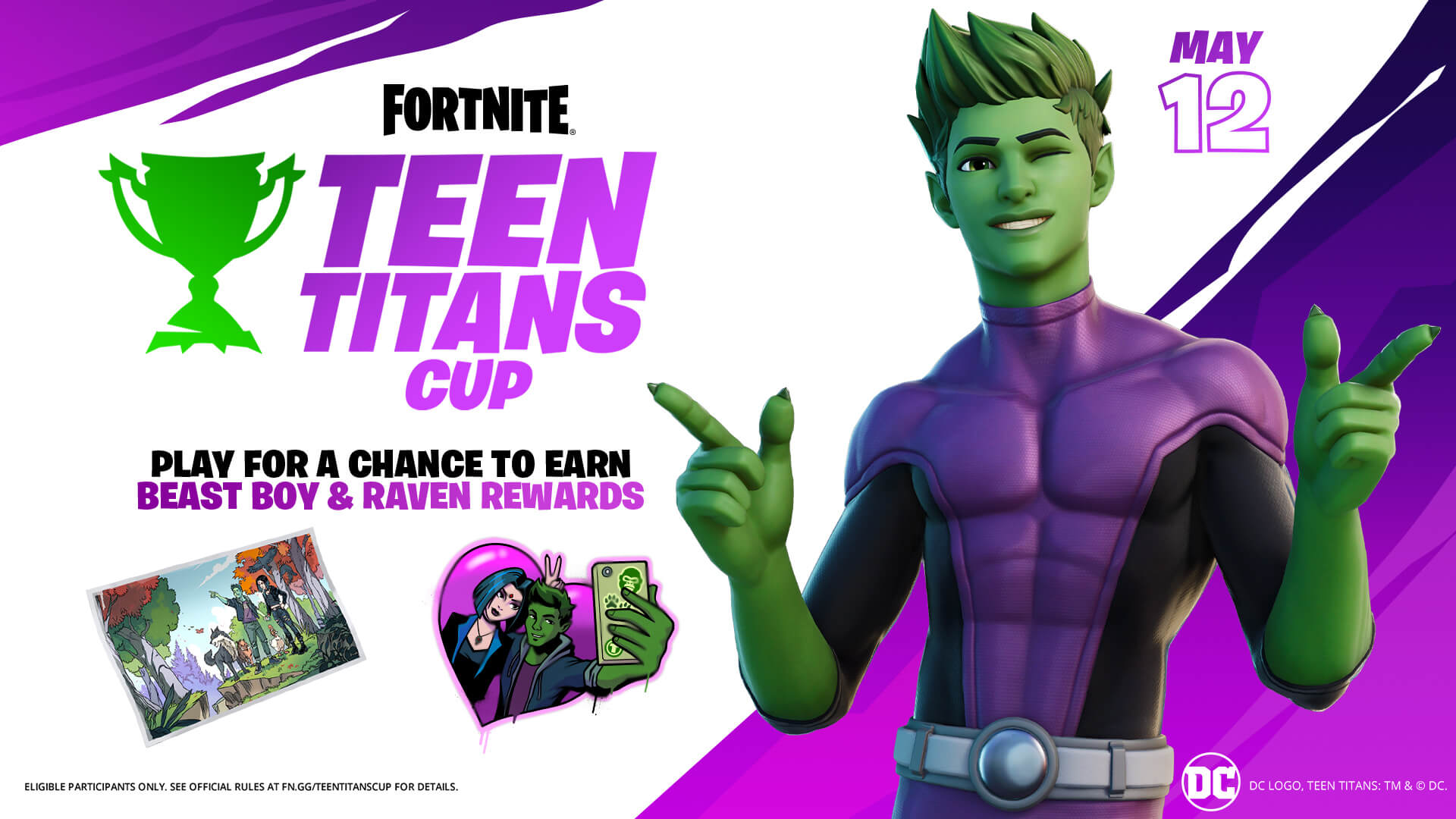 Dc S Beast Boy Unites With Raven In Fortnite Compete To Unlock His Outfit Early With The Teen Titans Cup