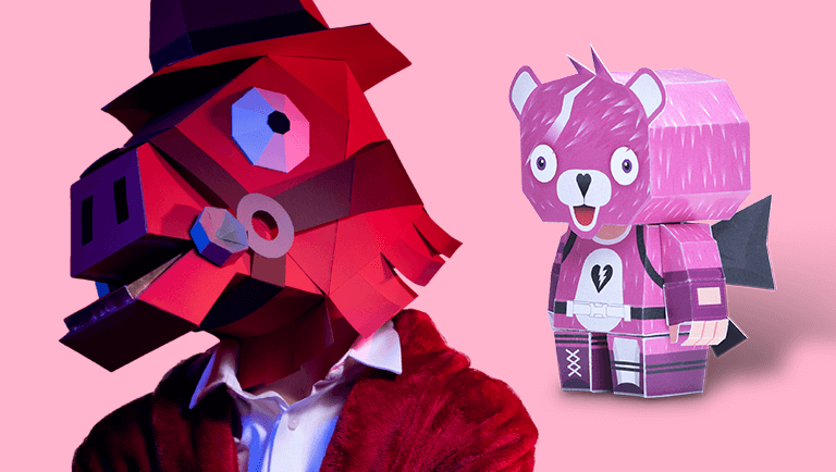 Fortnite Cosplay Papercraft Mask And Mini Foldables Fortnite 