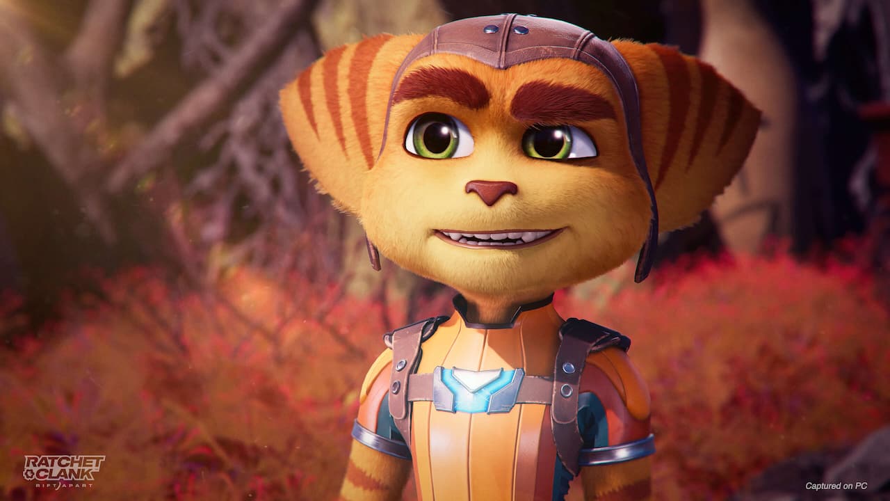 A screenshot of Ratchet from Ratchet & Clank: Rift Apart on PC