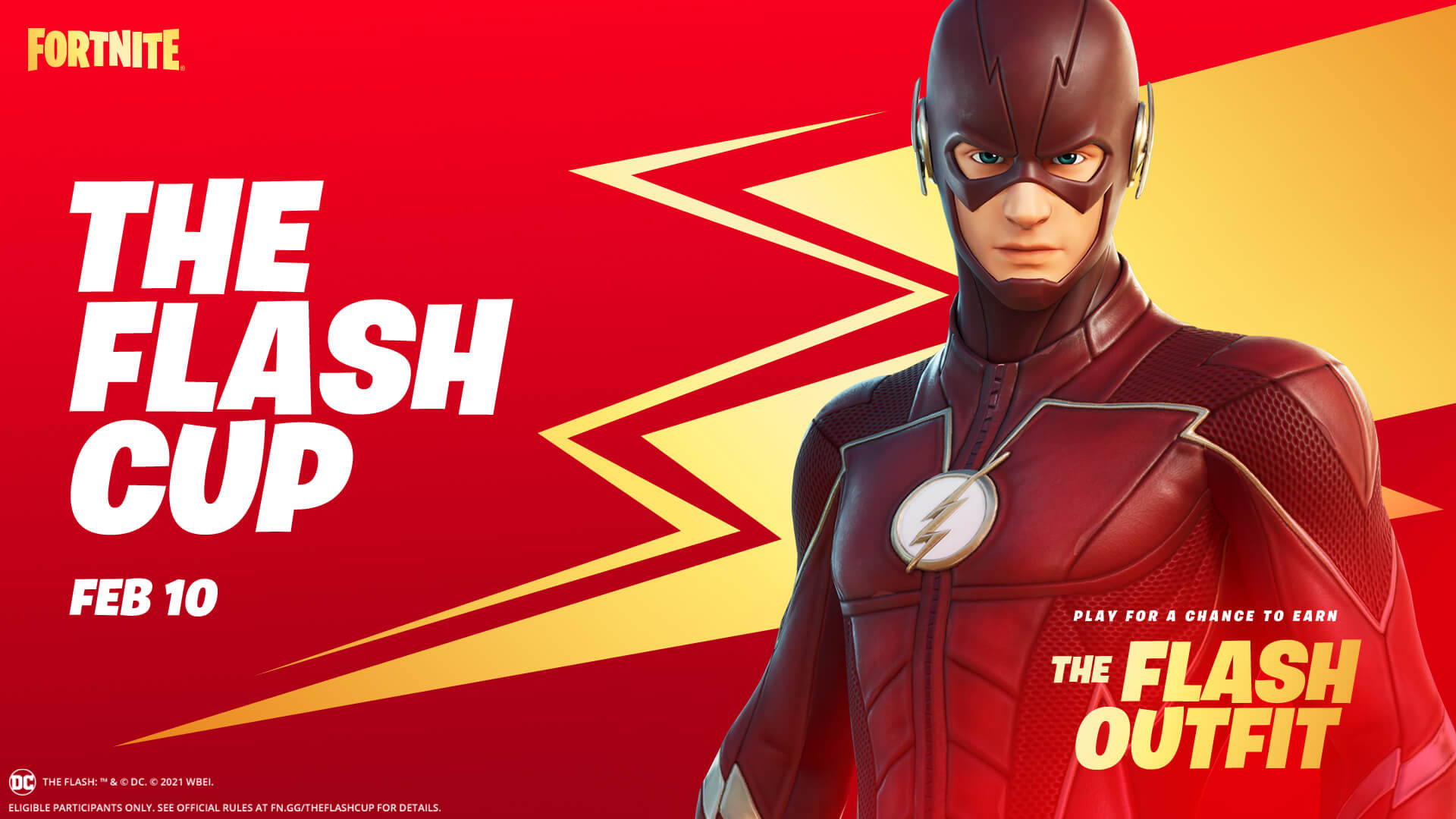 Dc S The Flash Bolts Into Fortnite Unlock His Outfit Back Bling Early By Competing In The Flash Cup