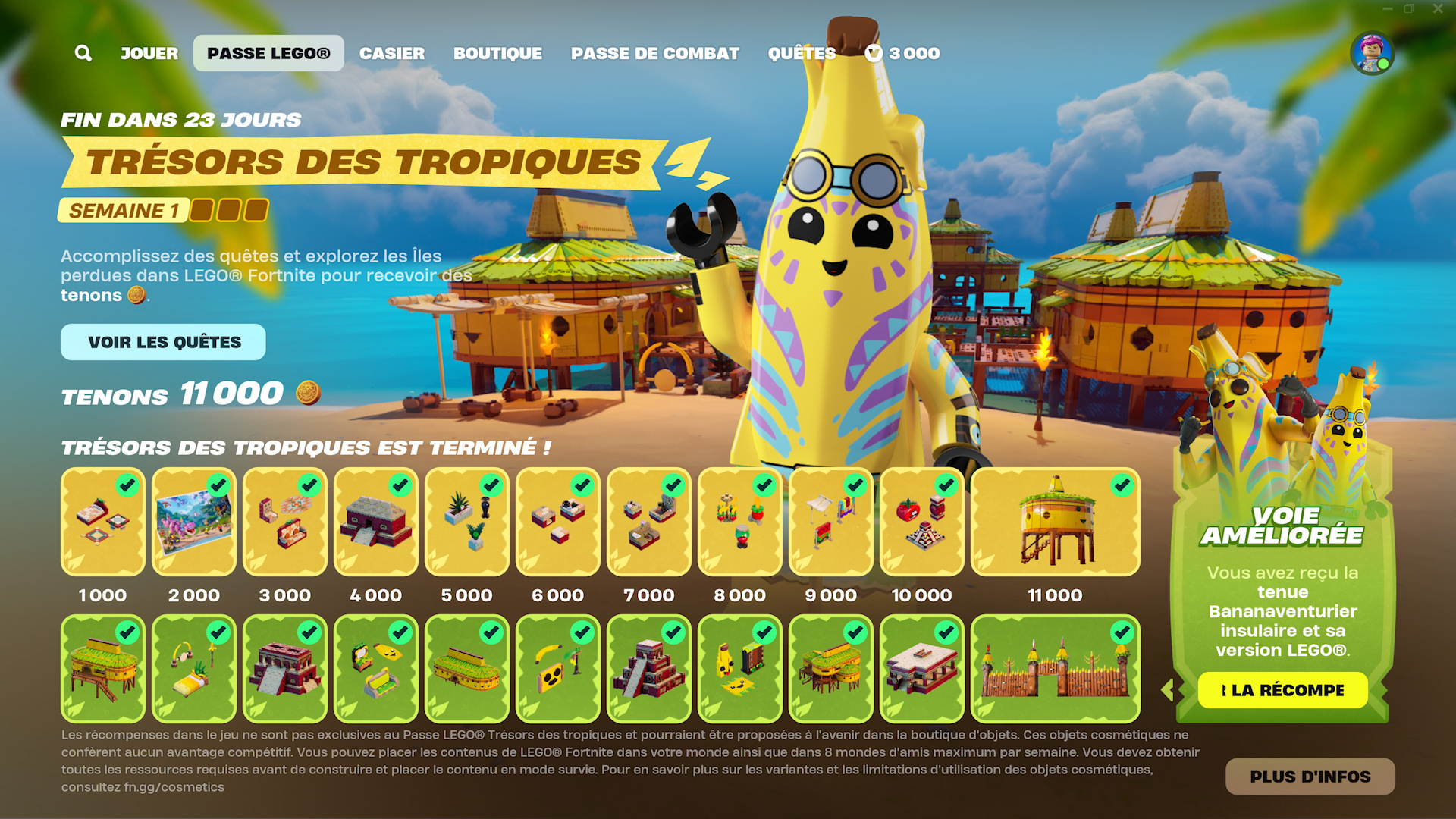 Tropical Treasures Pass Lego Fortnite Lost Isles FR