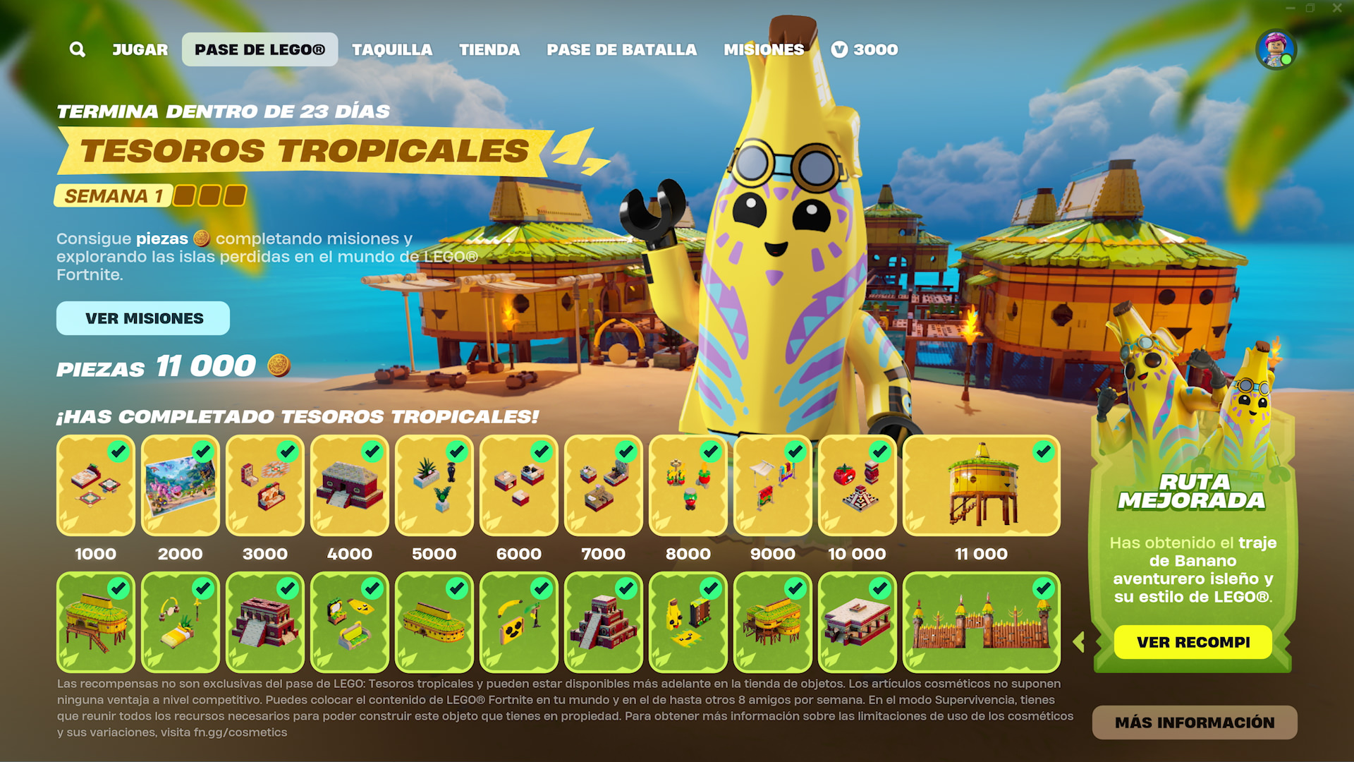 Tropical Treasures Pass Lego Fortnite Lost Isles MX
