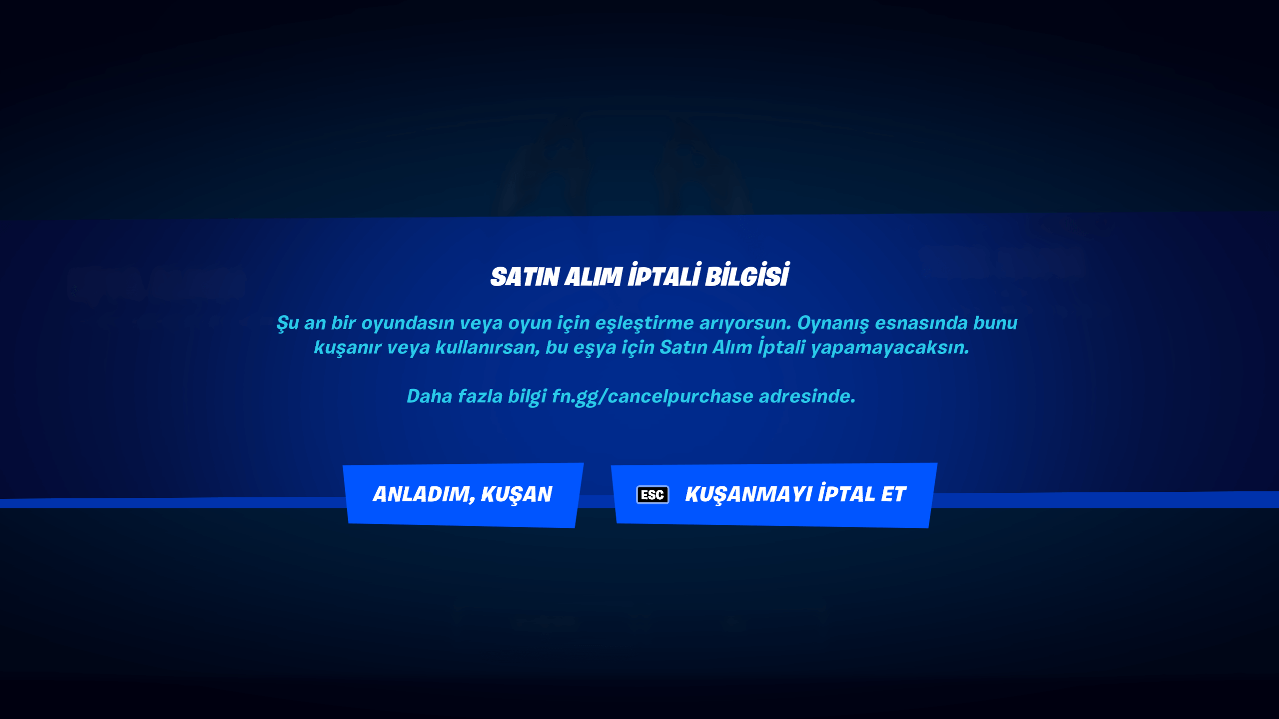 Turkish Fortnite Cancel Purchase